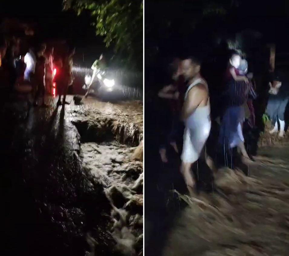 Bhatkal: Rain washes away road in Dongarpalli; Four injured as bike falls into crater
