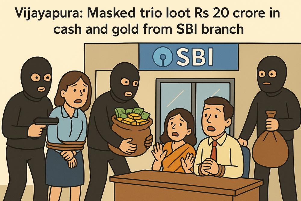 Vijayapura: Masked trio loot Rs 20 crore in cash and gold from SBI branch