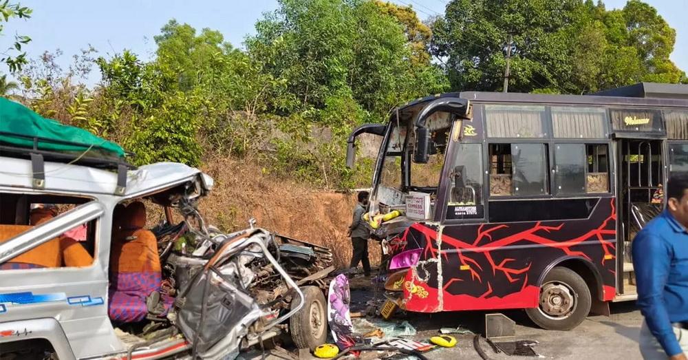Three killed, several injured in bus–Tufan crash near Karkala in Udupi