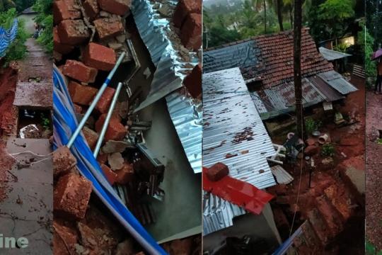 Heavy rains on Wednesday flooded roads like Shamsuddin Circle; a compound wall collapsed onto a house in Makhdoom Colony